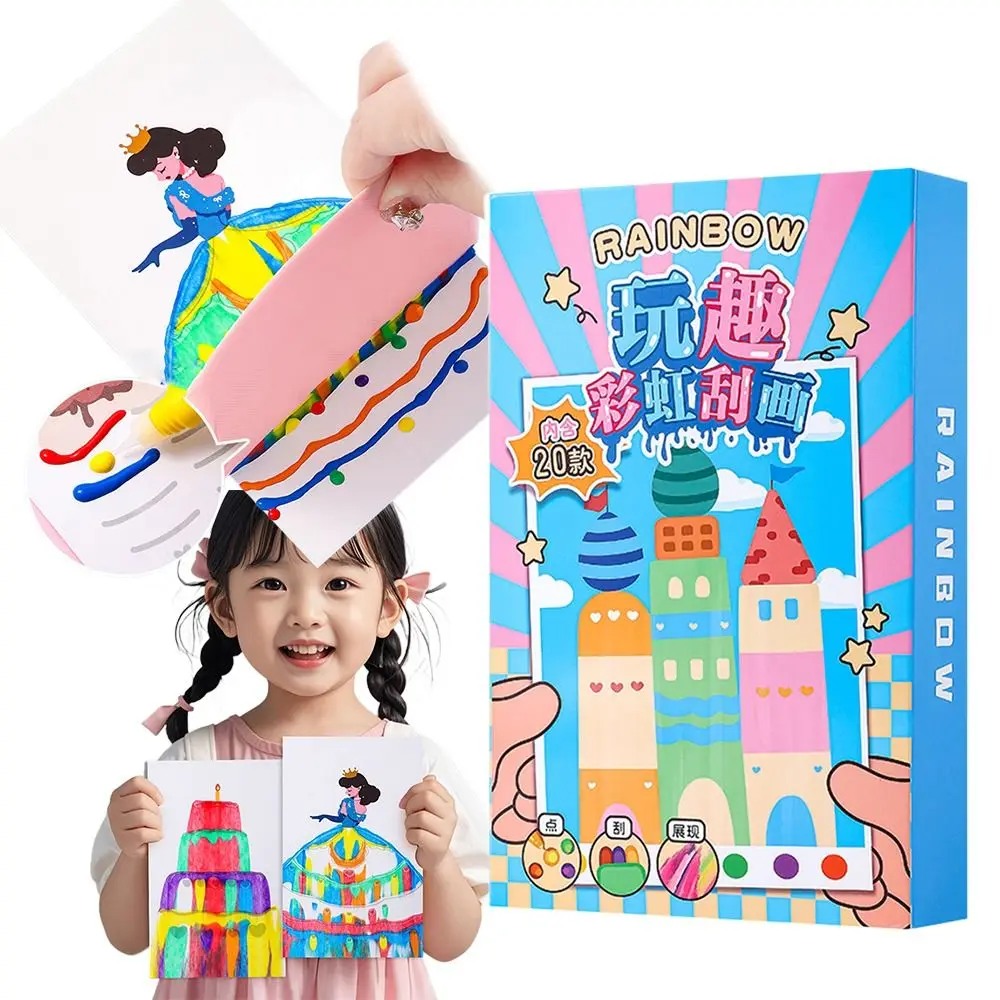 35 pezzi fai da te materiale tergipavimento arte kit di pittura per bambini rivela magica modello animale arcobaleno scratch art disegno carte fatte a mano