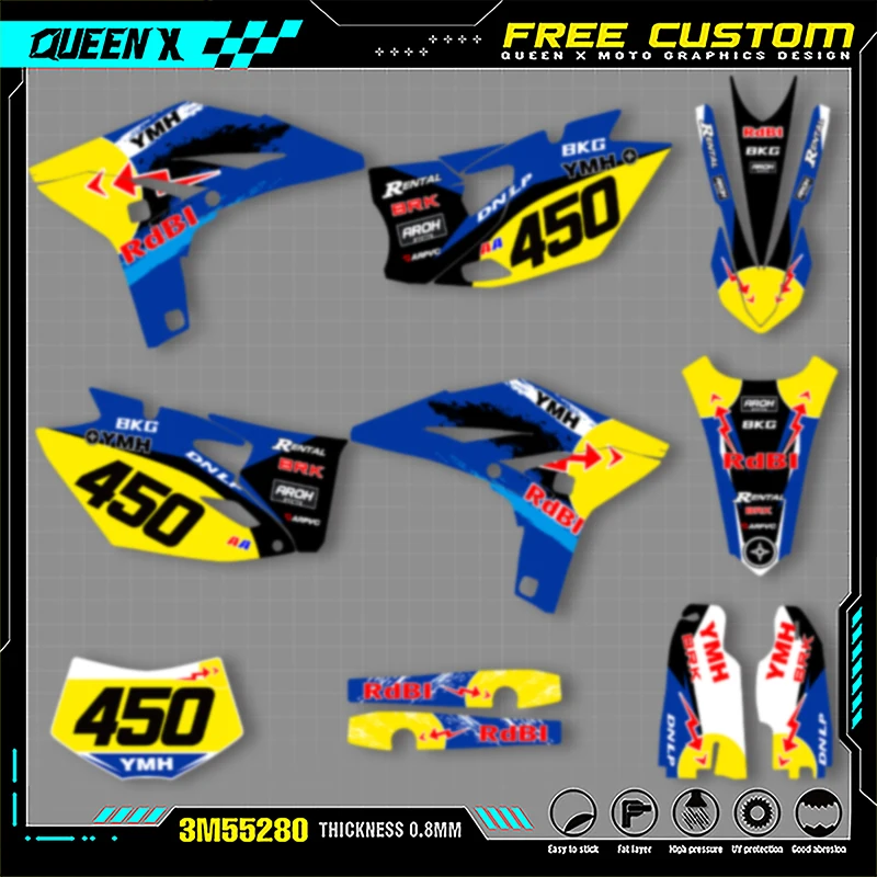 

QUEEN X MOTO мотоциклетные графические наклейки для YAMAHA WRF450 2012 2013 2014 2015, наклейки на мотоцикл 012