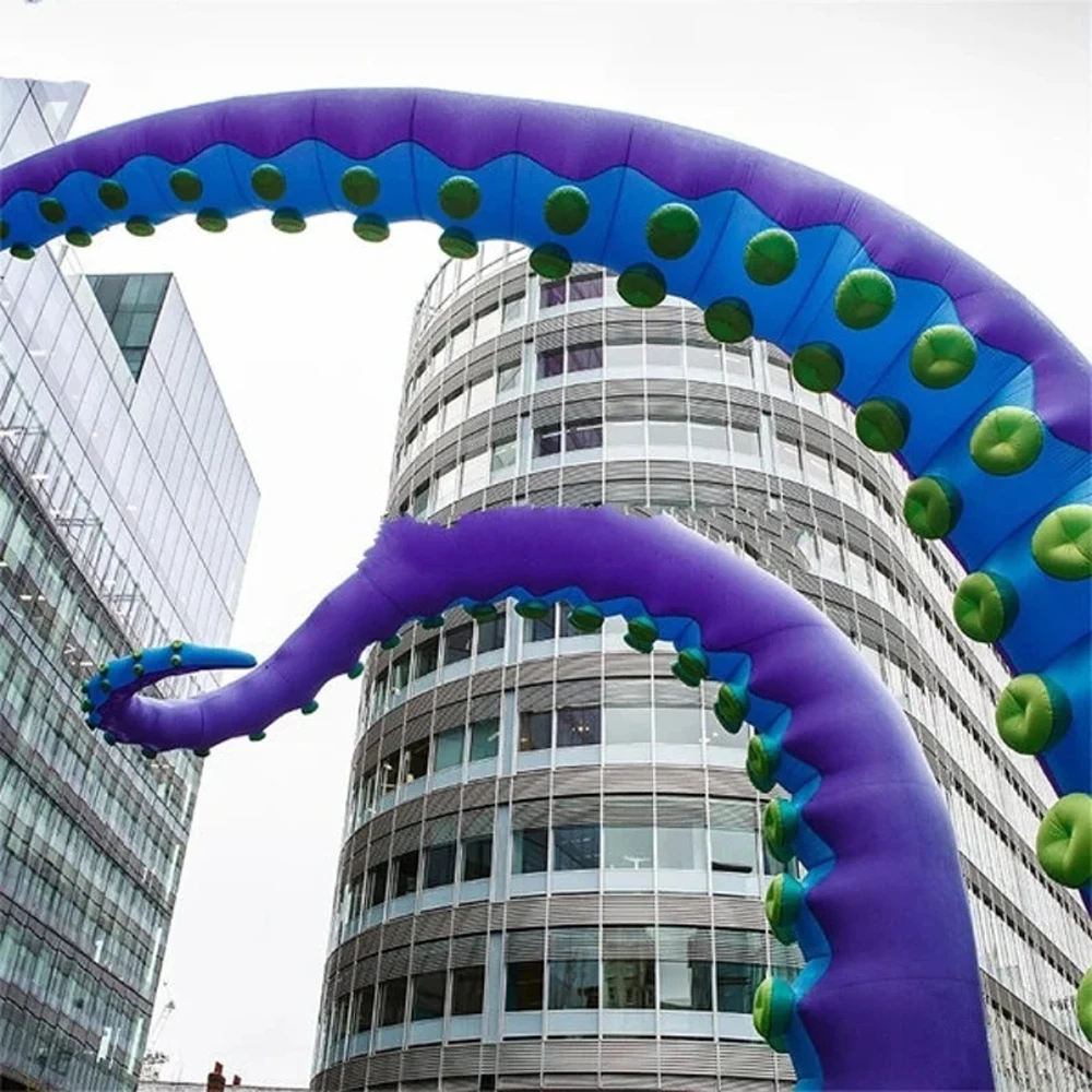 Giant Purple Inflatable Octopus Tentacle With Blower For Halloween Outdoor Events Commercial Performance Stage Roof Party Decor