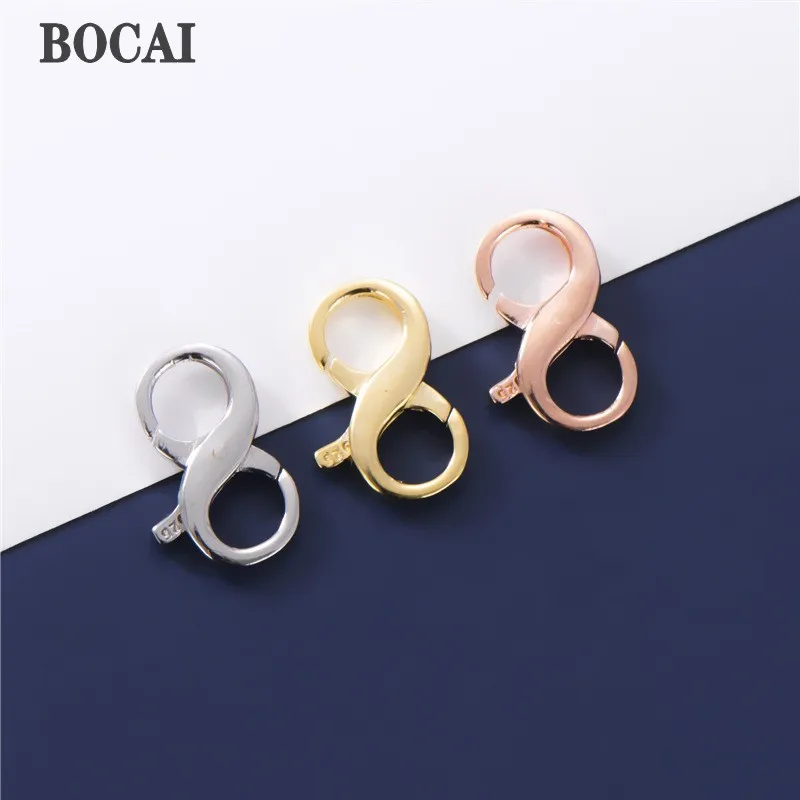 BOCAI New Real S925 silver Double Head Spring 8-Shaped Buckle Material Accessories DIY Buckle Bracelet Necklace Connector Buckle