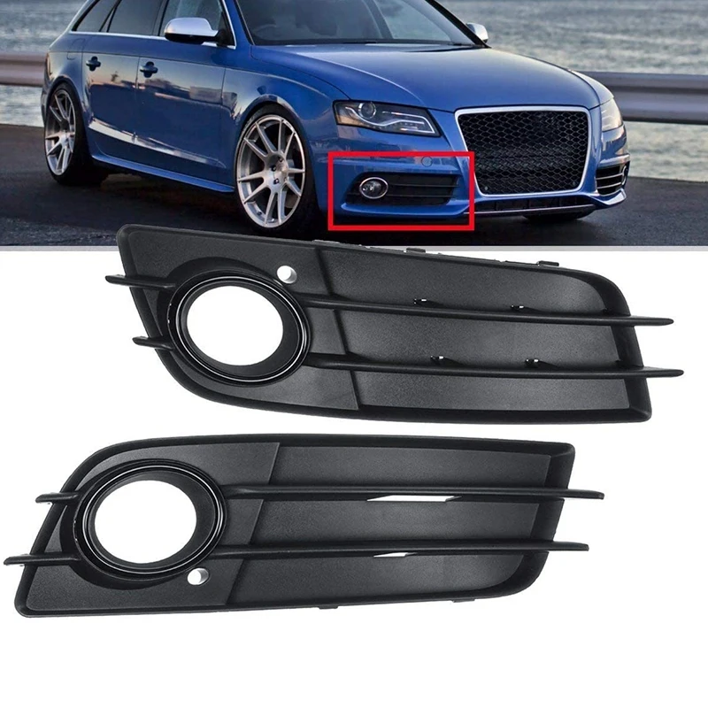 Front Bumper Fog Light Grille Grill Fog Light Cover For  A4 B8 2008-2012 8K0807681C 8K0807682C