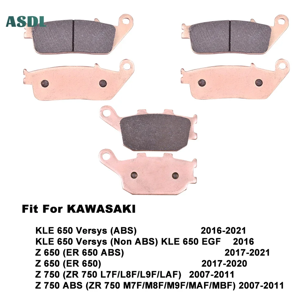 

Motorcycle Front Rear Sintered Brake Pads For KAWASAKI KLE650 Versy/s 16-21 Z 650 ER 650 Z650 ER650 17-21 Z 750 ZR750 Z750 07-11