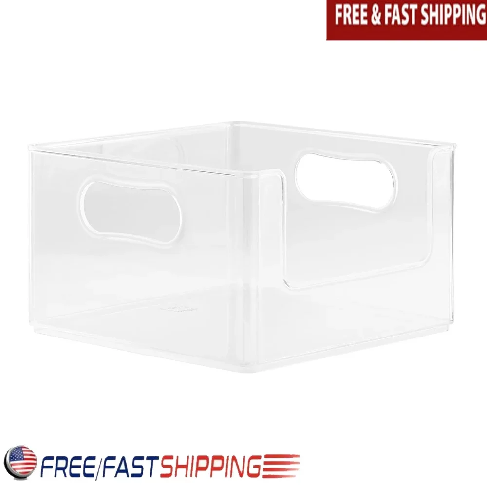

Open Front Bin Clear Plastic Modular Storage System Organizer 10in x10in x 6in