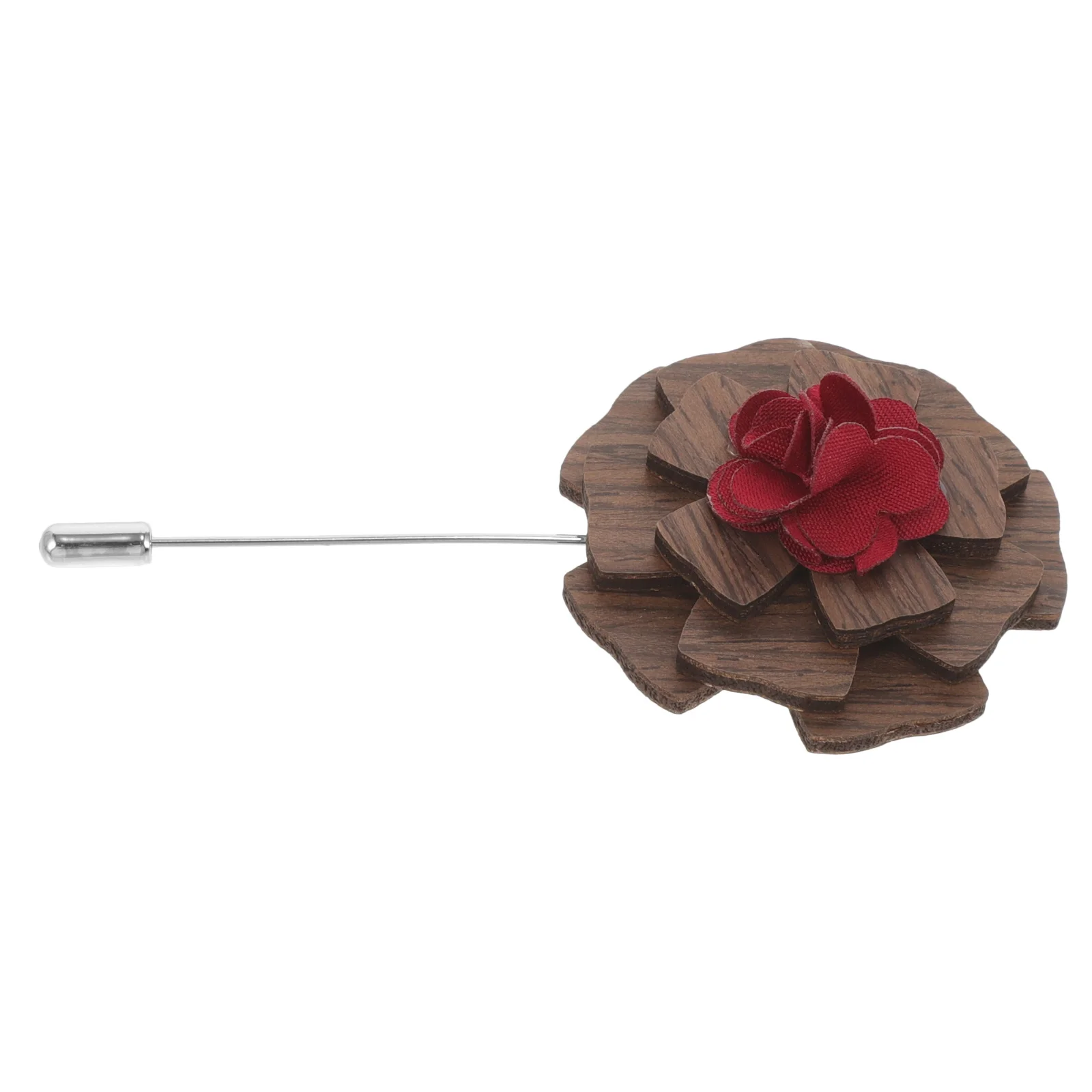 

Wooden Flower Lapel Pin Men Women Delicate Floral Brooch Boutonniere for Suits Parties Fashionable Floral Lapel Pin
