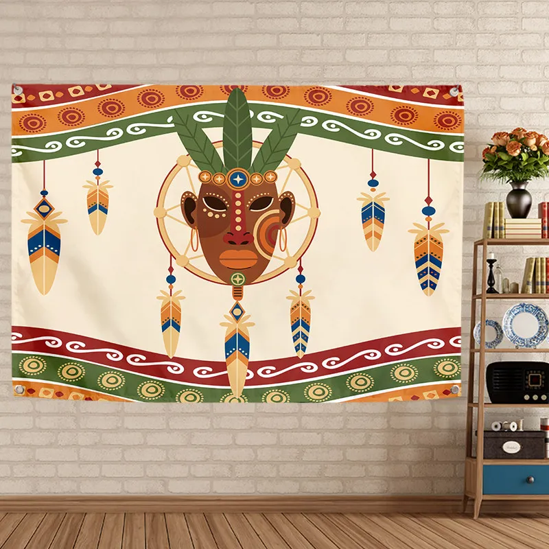 African Drum Percussion Music Tapestry Ethnic Style Musical Instrument Home Decor for Bedroom & Living Room Background Cloth