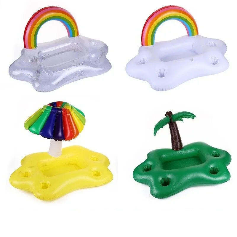 Inflatable Cup Holder Rainbow Cloud Beer Drink Holder Swimming Pool Floating Cup Coaster Party Decoration Bar Tray