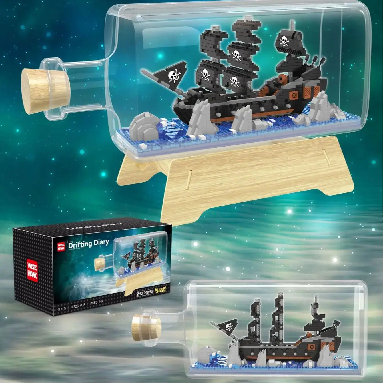 Black Pearl Ship Thousand Sunny In Bottle Mini Building Blocks Titanic Black Pearl Pirate Ship Micro Bricks Kids Birthday Gift