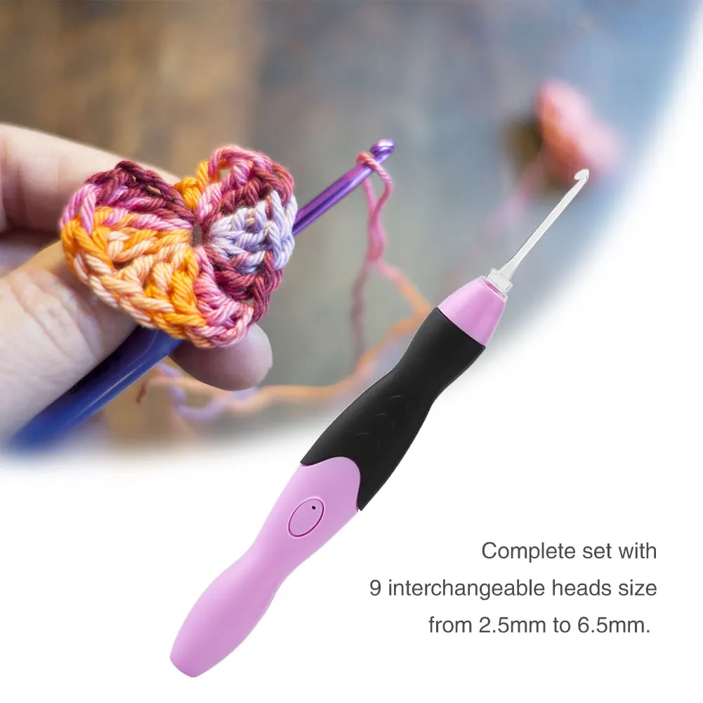 Led Crochet Hooks Weave Sewing tool 9 in 1 USB Rechargeable LED Light Up Weave Crochet Hooks Set with  Case Crochet Hooks