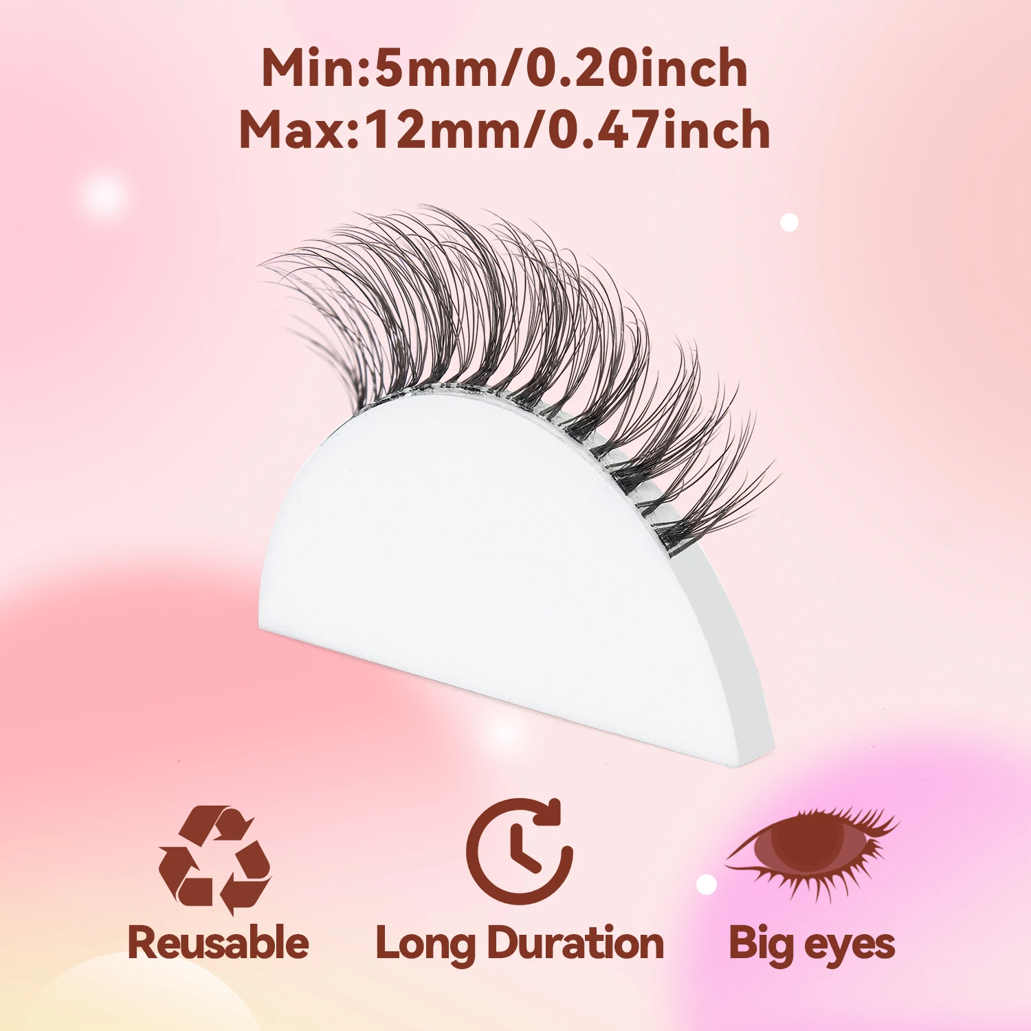 10 Pairs Of Natural D Curl Transparent Cross Style False Lashes Light And Comfortable
