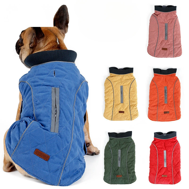 High Quality Dog Clothes Quilted Dog Coat Pet Warm Jacket Vest New Big Dog Retro Cozy Thick Vest Clothing 6 Colors