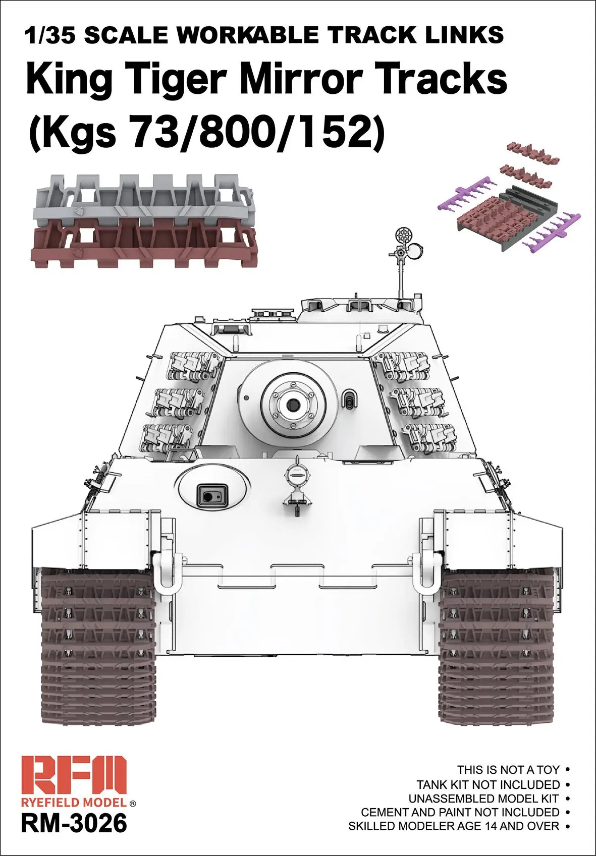 RYEFIELD RFM3026 1/35 Workable Track Links for King Tiger (Mirror Tracks）