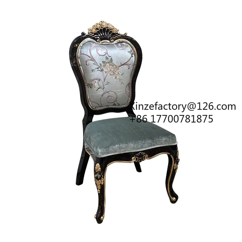 Factory Direct 2026 Top Rated Risen noble, French fabric dining chair, European chair dining room European book embroidery
