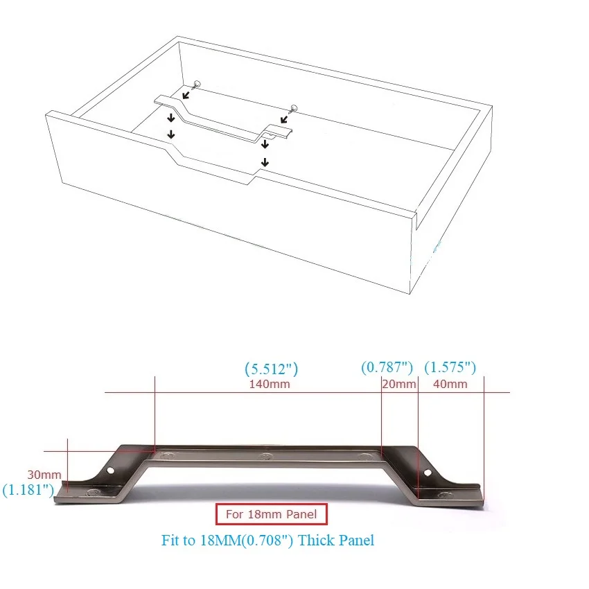 4Pcs  Zinc Cabinet Drawer Integral Pull Edge Cover Dovetail Shaped Matte Black Pearl Nickel