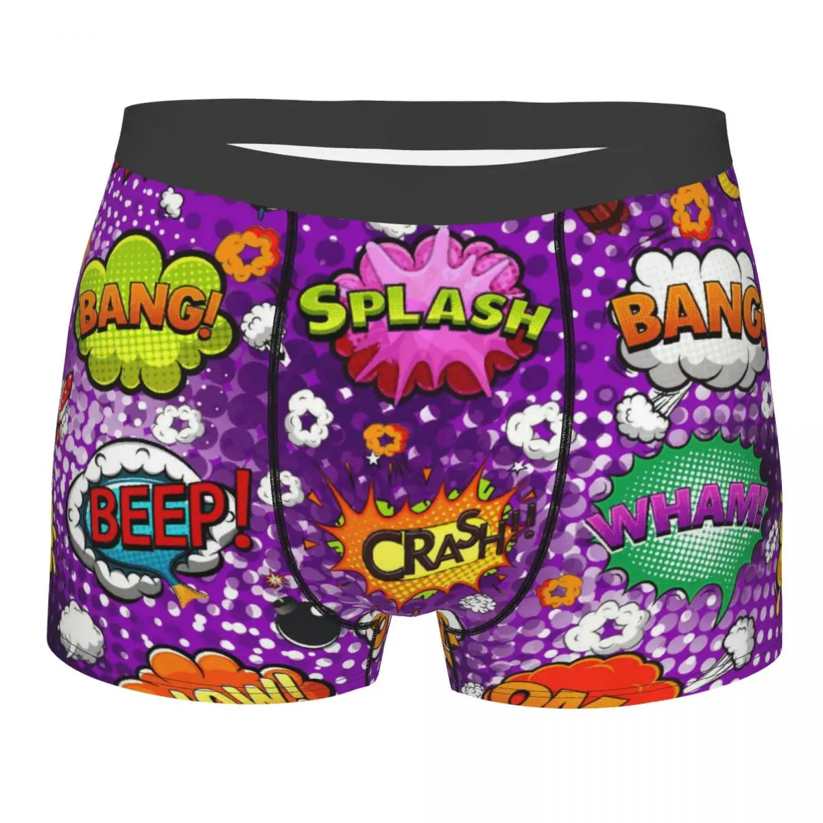 Custom Colorful Comic Book Speech Bubbles Underwear Men Sexy Printed Boxer Briefs Shorts Panties Soft Underpants