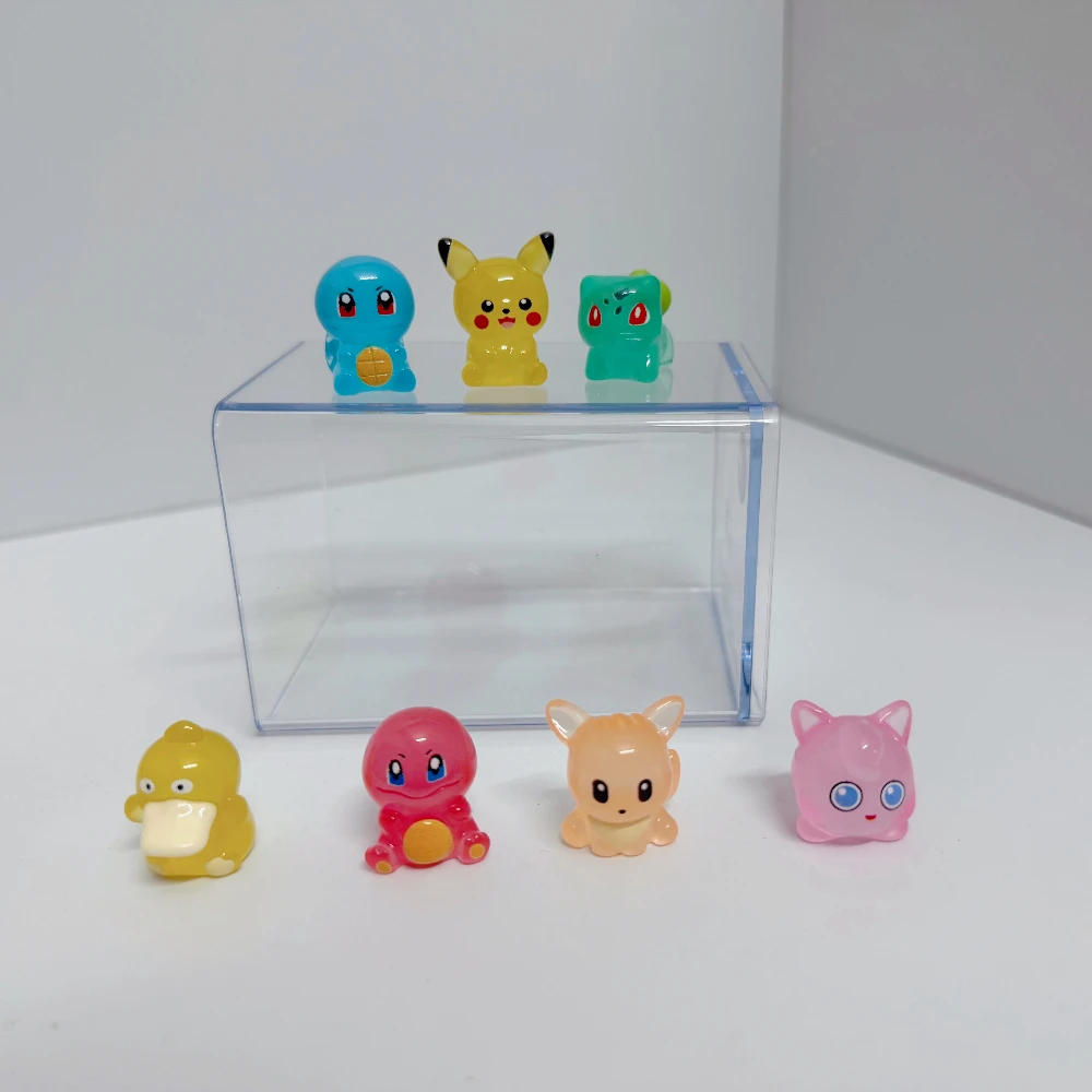 7 Anime Cute Pocket Monsters Mini Noctilucent Resin Statue Set Desktop Decoration Fans Collection Enthusiasts Birthday Gifts