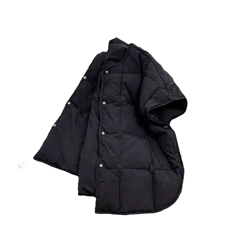 

Autumn Winter Down Cotton Waistcoat Women 2025 New Fashion Loose Casual Pure Colour Black Vest Button Outerwear Female