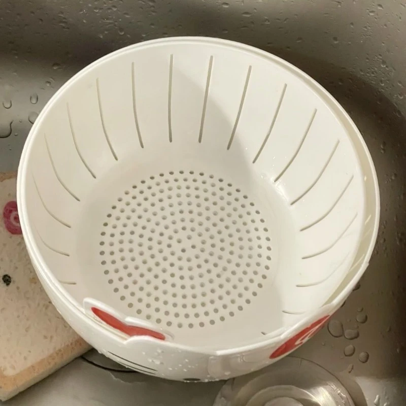 Sanrio New HelloKitty Kawaii Anime Cartoon Fruit Plate Drain Basket Round Kitchen Wash Vegetables Fruit Good Looks Fashion Trend view 6