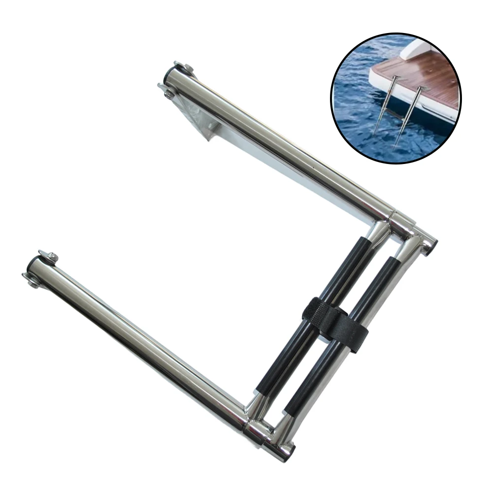 Foldable Deck Ladder Constructed from 304 Stainless Steel for Reliable Boarding on Yachts Fishing Vessels and Small Craft