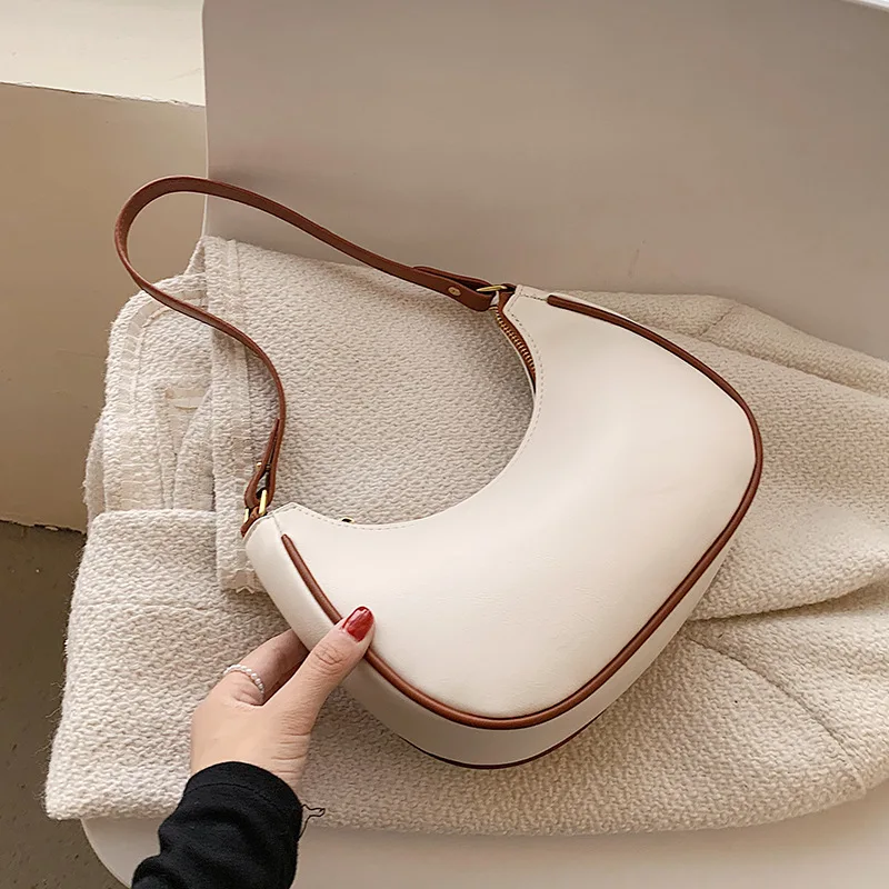 Fashion Saddle Shaped Armpit Shoulder Bags For Women Solid Color Pu Leather Female Bag Clutch Underarm Messenger Purse