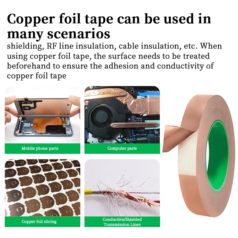 10M Copper Foil Tape Heat Resistant Double-sided Conductive Adhesive Strip for Electrical Soldering Stained Glass Repair