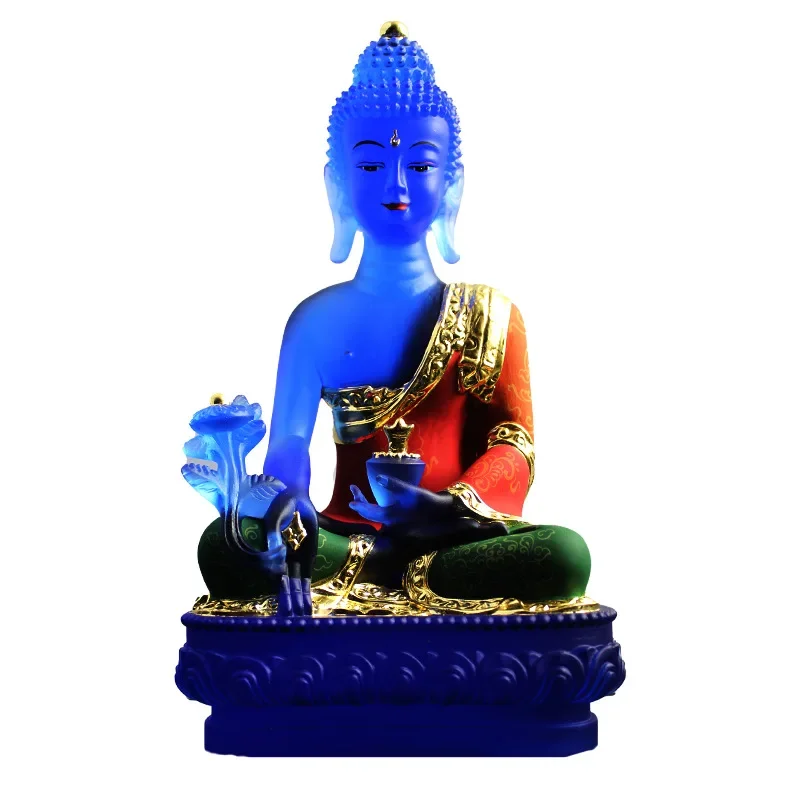 

Fengming Ancient Method Glazed Medicine Buddha Ornament Temple Offers Painted Glazed Light Tathagata Buddha Statue Worker