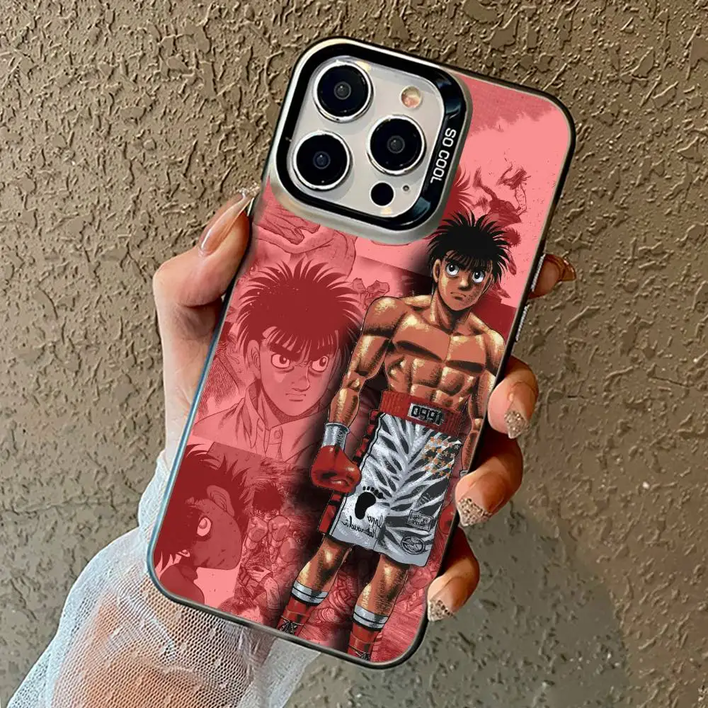 الملاكمة H-Hajime no Ippo جراب هاتف آيفون 17,16,15,14,13,12,11 برو ماكس Blcak ماتي غطاء مقاوم للصدمات