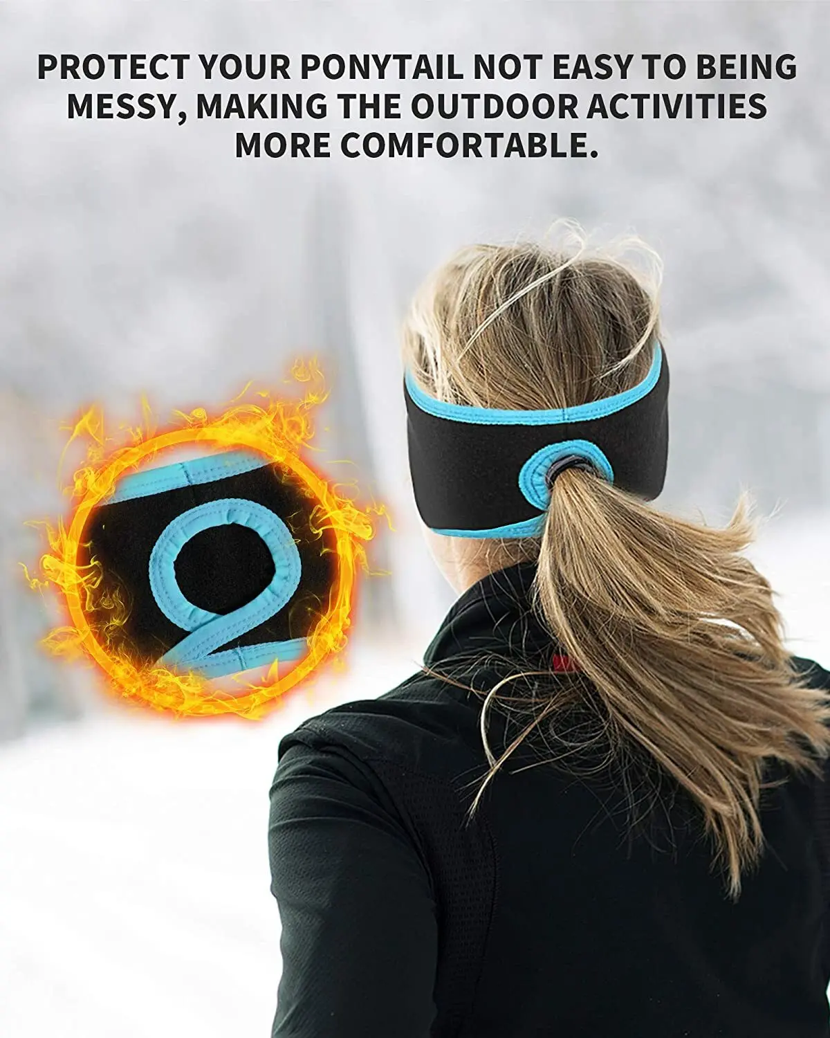 여성 포니테일 머리띠 양털 이어밴드 겨울 스포츠 러닝 머리띠 귀 따뜻하게