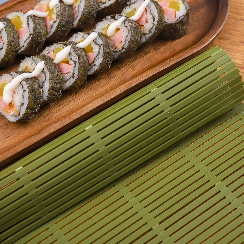 1 STÜCK Grüner Sushi-Rollvorhang Kommerzieller grenzüberschreitender japanischer Kunststoffvorhang Nori Reisvorhang Nori Kunststoff-Sushi-Rollenform