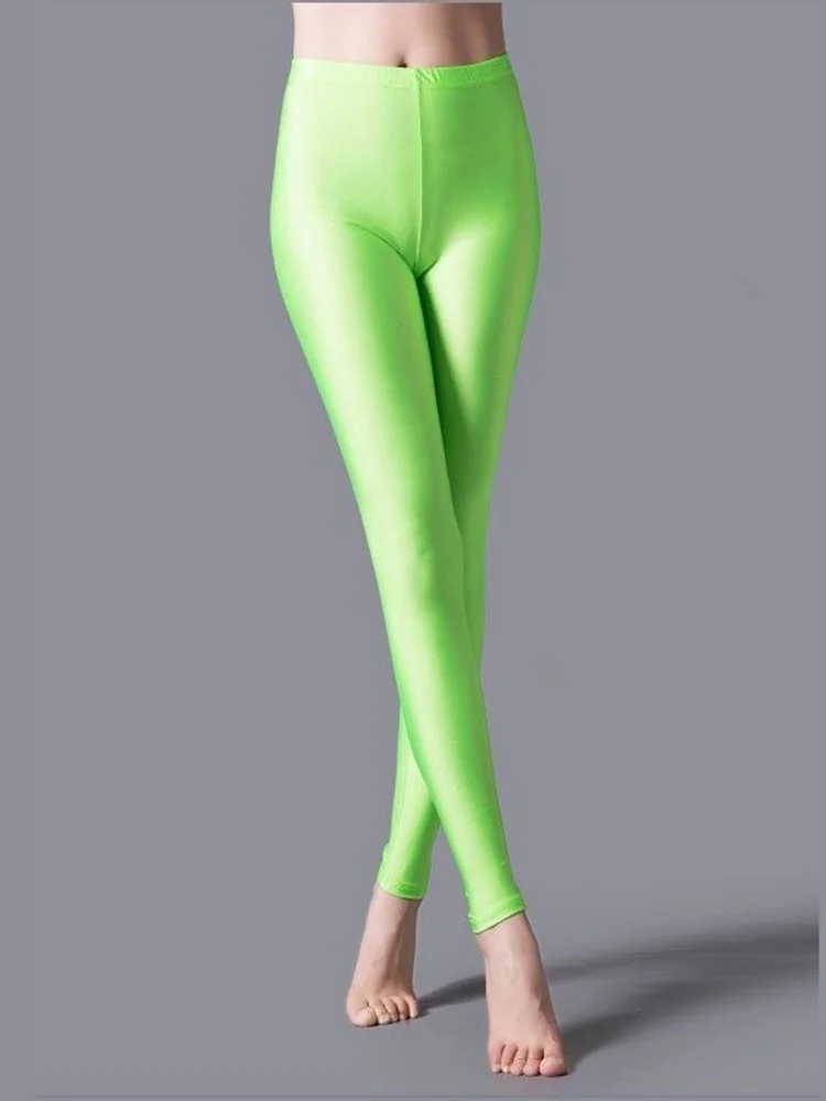 CUHAKCI Neon Leggings Skinny High Elastic Female Pants Leggins Women Slim Spandex Solid Candy Color