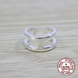 S925 sterling silver ring, glossy Japanese and Korean silver jewelry, adjustable punk fashion accessory, gift for lover