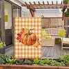 Thanksgiving Pumpkin Garden Flag 12x18 Inch Country Farmhouse Maple Leaf Orange Plaid Double Sided Yard Flags for Outdoor De cci