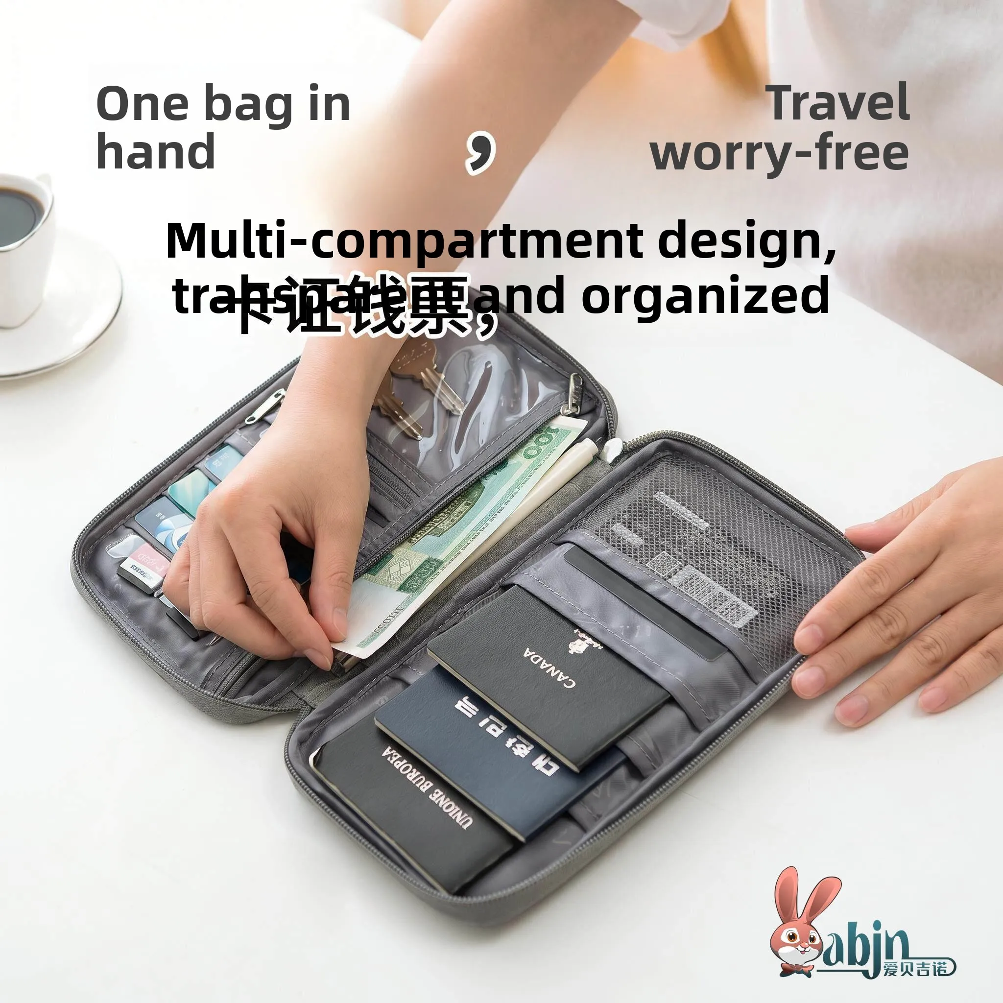 Large Capacity Multi-layered Card Holder Wallet for Men Driving License Document Storage Organizer Family Records Organizer
