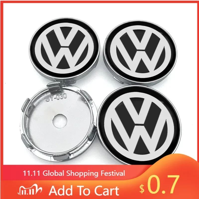

For VW Hot 2025 New 4pcs 56/60mm Car Wheel Center Cap Hub Cover Badge Car Accessories For Volkswagen Golf-6 7 4 5 POLO Passat B5
