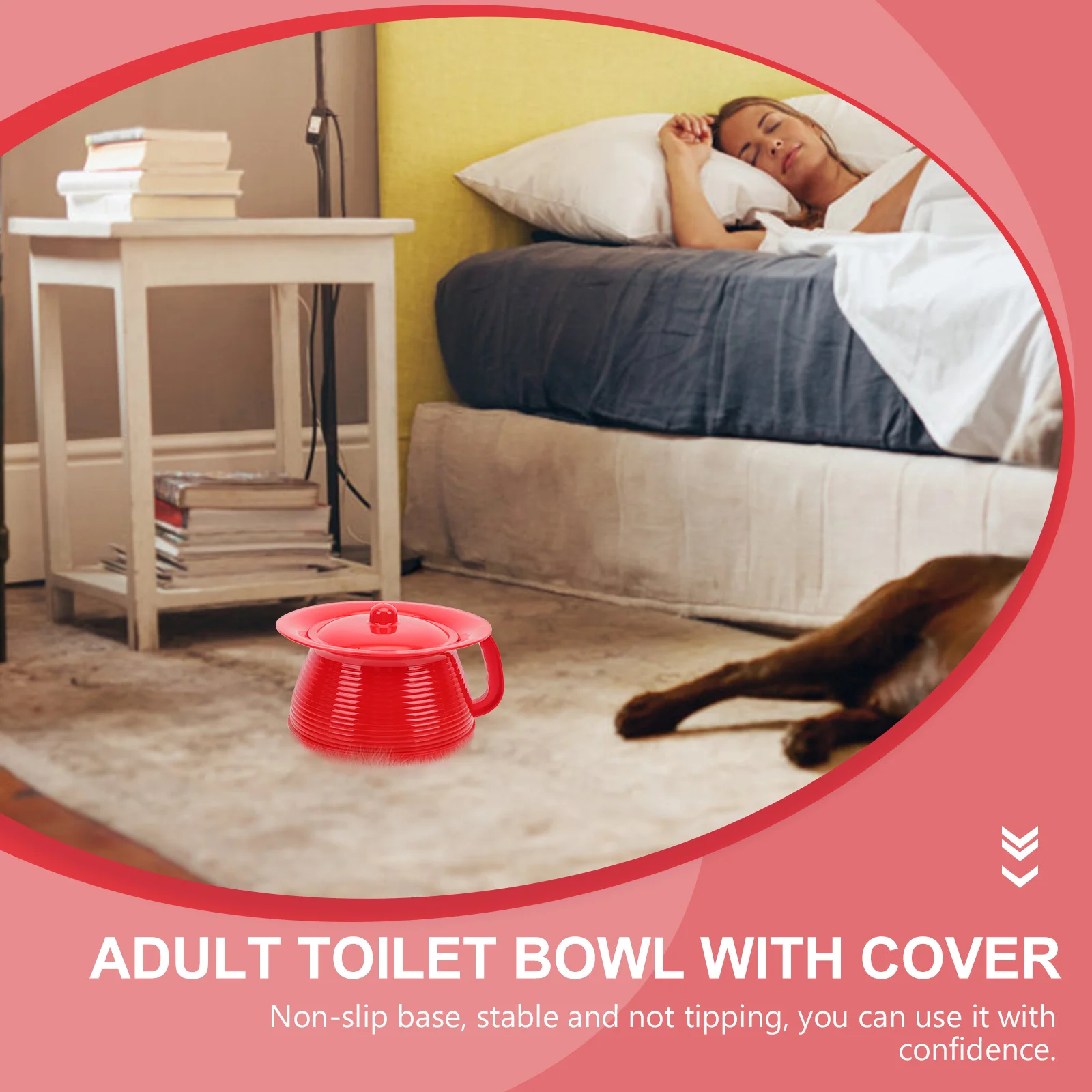 وعاء مبولة سميك من البلاستيك للبالغين، وعاء محمول مغطى ببتون، متين وخفيف الوزن، وعاء بول ليلي، مقلاة سرير منزلية سهلة #3