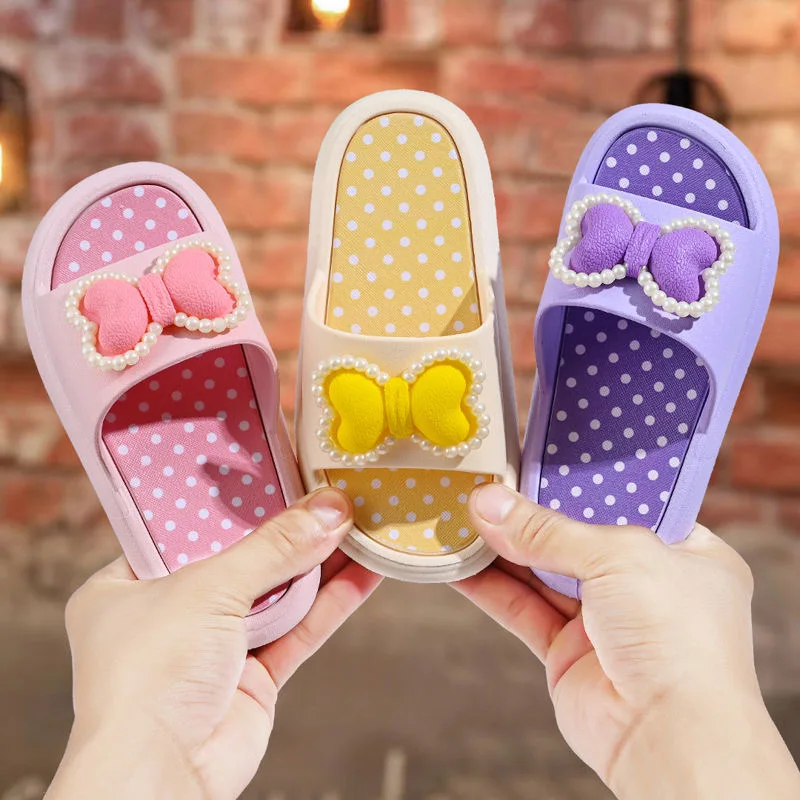 Children's slippers bow girl children's anti-skid 3 to 9 years old super soft summer girl children's slippers