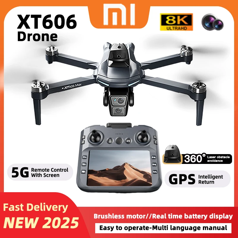 

Xiaomi XT606 MAX Drone Professional 4K 3-Axis PTZ HD Dual Camera Obstacle Avoidance Brushless Motor 5G WIFI RC Quadcopter Toys