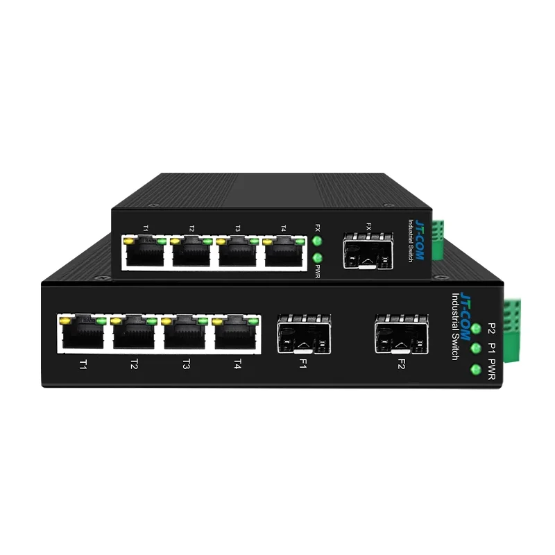 

Industrial 5/6 Port Gigabit Fiber Switch with SFP 10/100/1000Mbps Ethernet 4GE+1(2)SFP DIN-Rail Mount IP40 -40 to 85°C 6KV