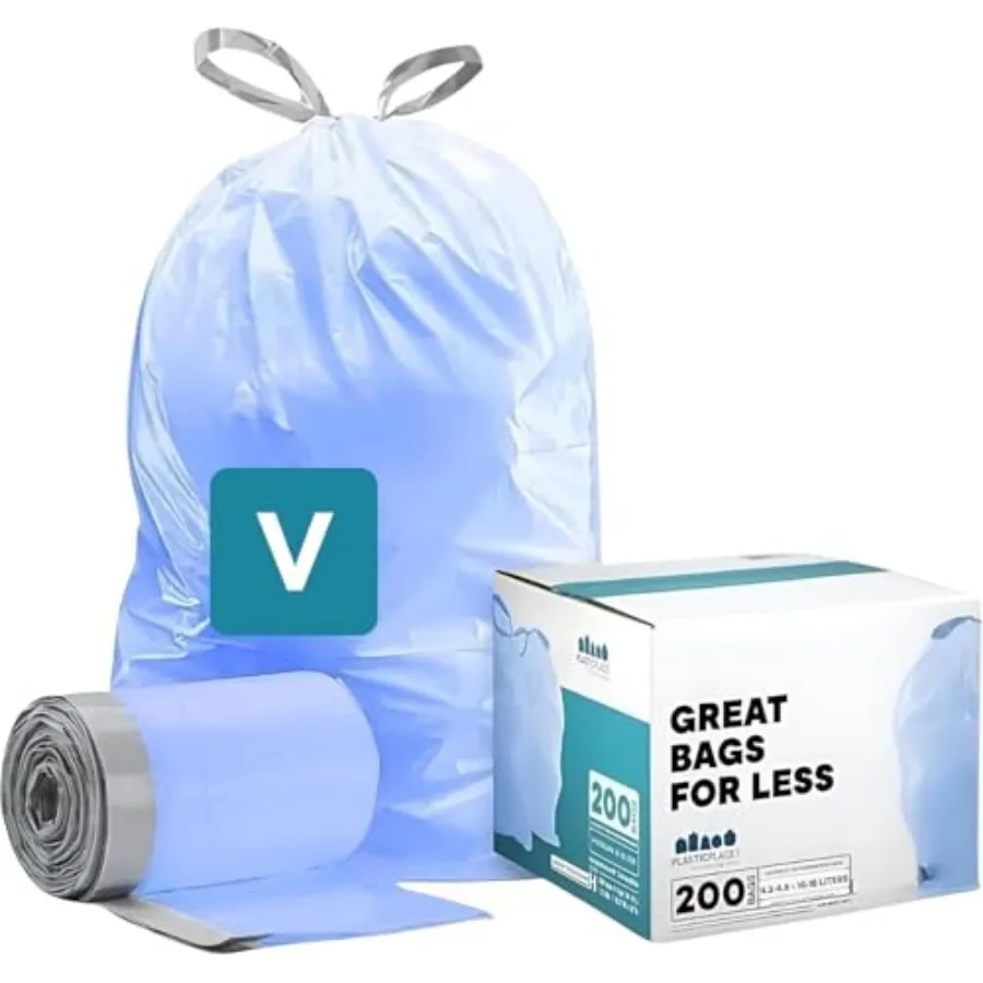 

Custom Fit Trash Bags, Compatible with simplehuman Code V Tinted Drawstring Garbage Liners 4.2-4.8 Gallon, 15.9-18.2 Liters, 14
