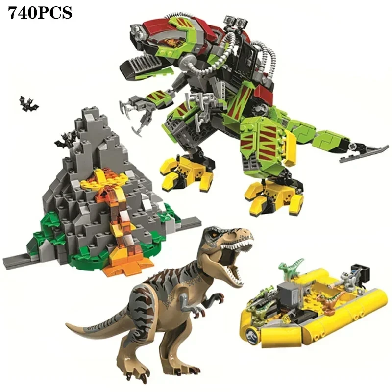 Dinosaur World Series Tyrannosaurus Rex vs. Mecha Dinosaur Little Velociraptor Great Escape Children\'s Toys Christmas Gifts