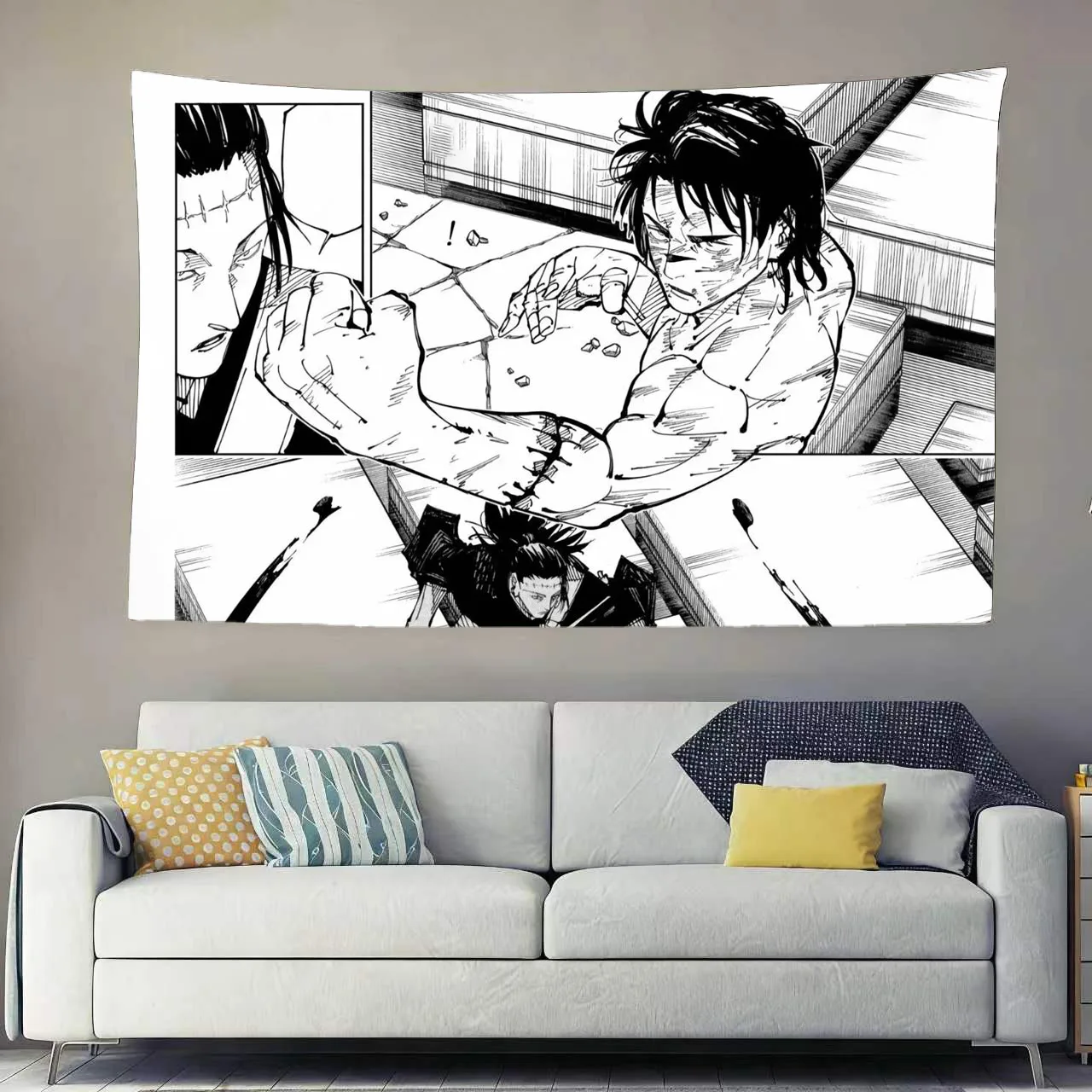 Choso vs Kenjaku Anime Tapestry Jujutsu Kaisen Wall Art Cool Room Stuff Aesthetic Room Decor Room Decoration Items Gift For Fans