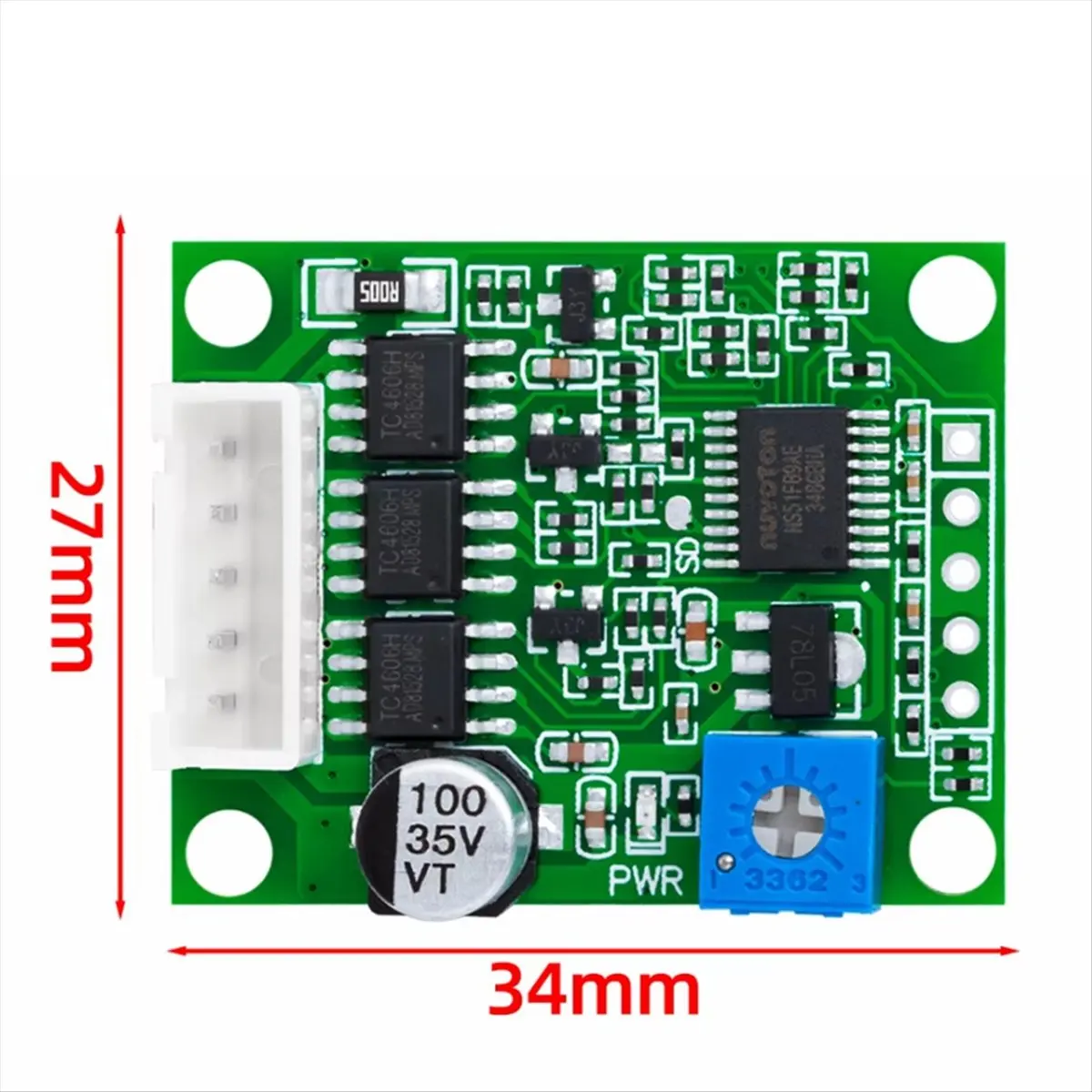 AT42 DC 6-20V 60W 12V Brushless Motor Driver Board BLDC Speed Controller 3-Phase Governor Hallless Switch Module with Cable