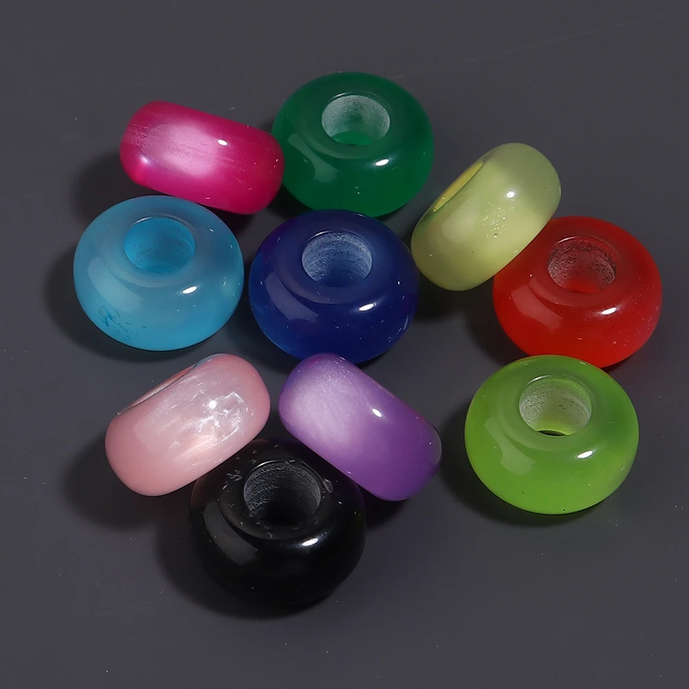 50 Stück/Lot bunte, glänzende Harz-Katzenaugenperlen mit großem Loch, lose Spacer-Perlen für die Schmuckherstellung, DIY-Halsketten, Armbänder, Zubehör – Detail 6