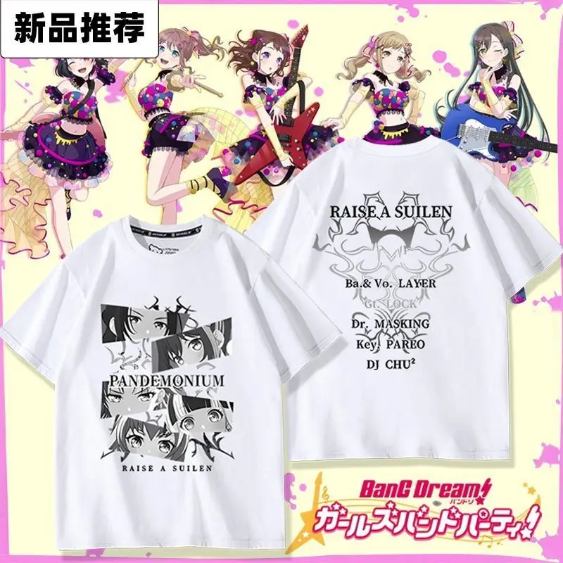 BanG Dream RAISE A SUILEN Print T-shirt Short Sleeve Tee Summer Tops for Women Men Women's Clothes Men's Clothes Casual Outfit