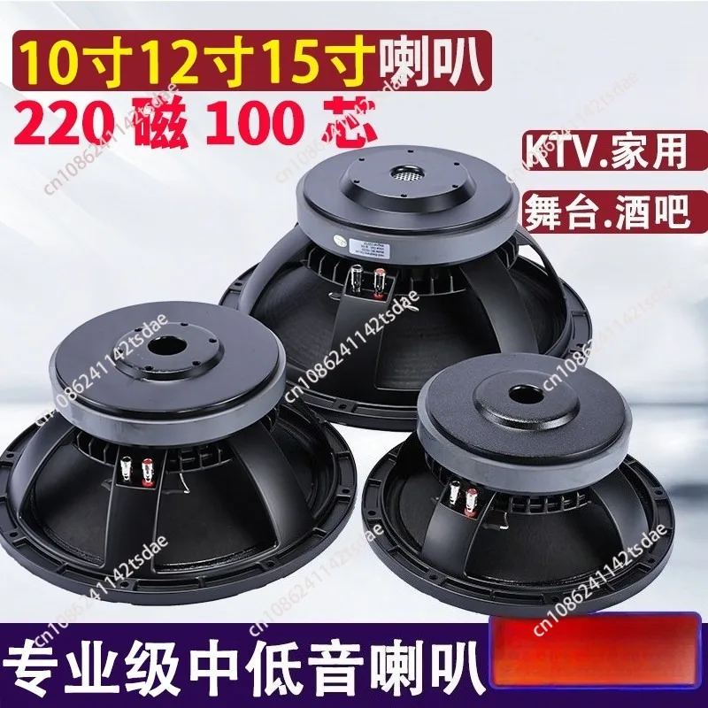 10/12/15 Inch Medium & Low Frequency Subwoofer, 190/220 Magnetic 100 Core for Home KTV Wedding Stage