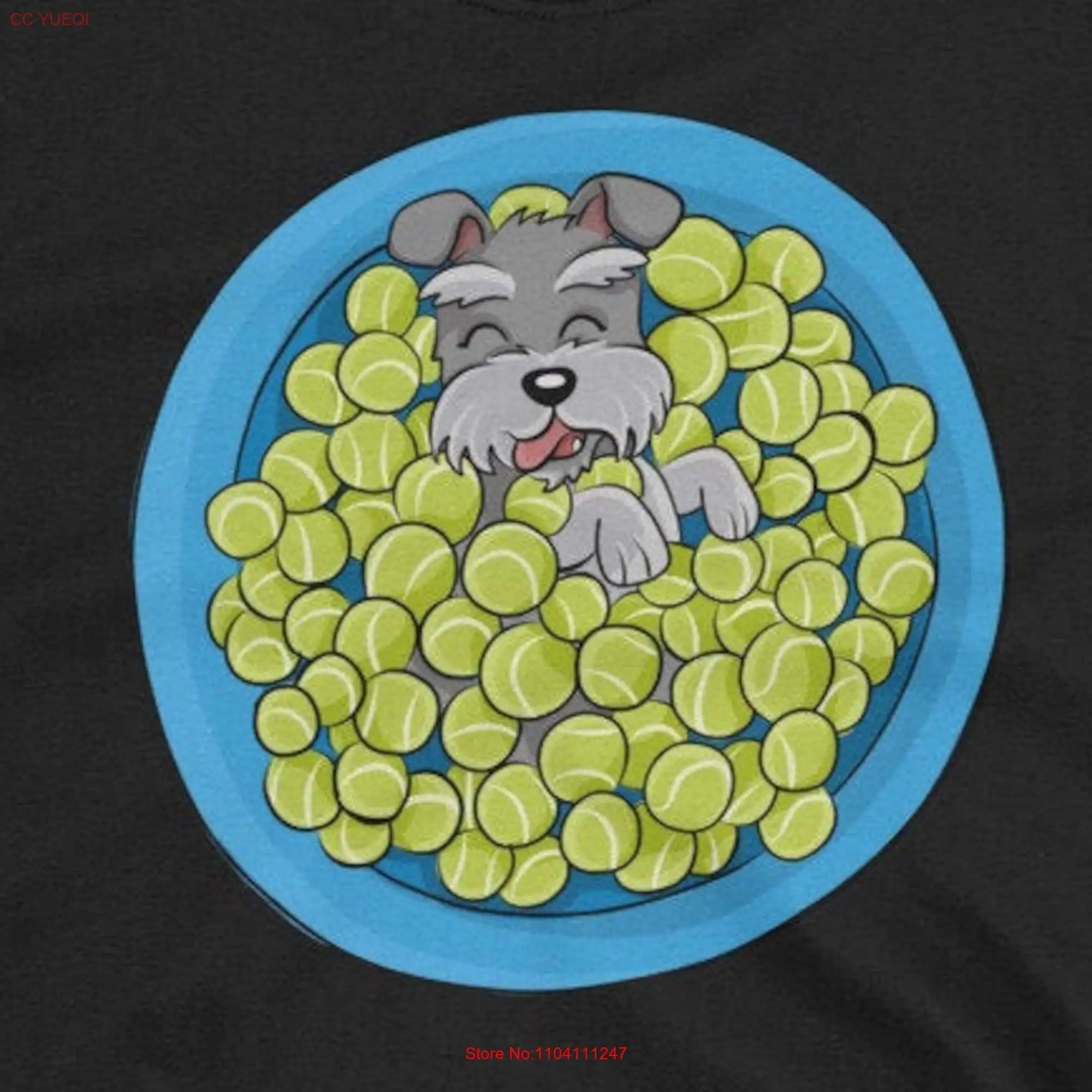 Schnauzer Tennis Ball Paradise T Shirt Funny Miniature Dog long or short sleeves