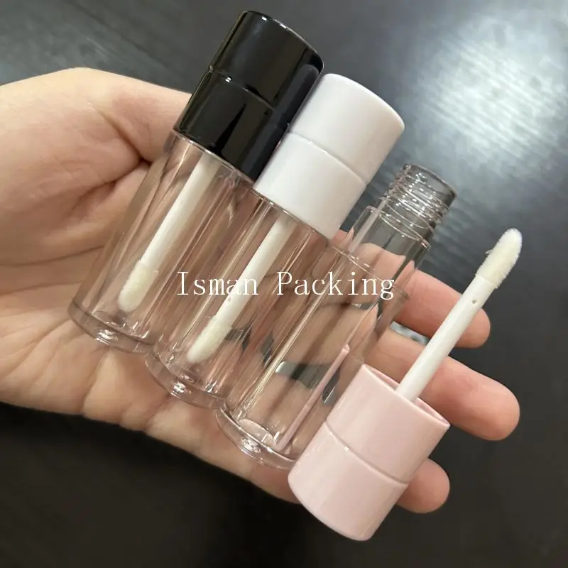 

50Pcs new style makeup clear pink white black lip gloss cosmetic packaging empty lip balm container tubes with applicator 4ml