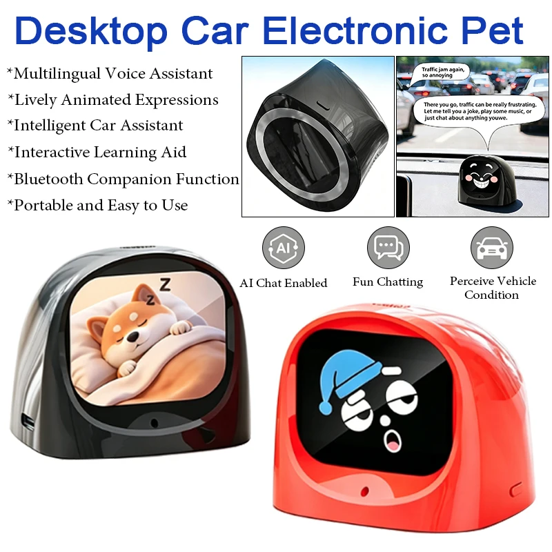AI Intelligent Car Mounted Electronic Pet with Animated Expressions Multilingual Communication Smart Electronic Desktop Robot