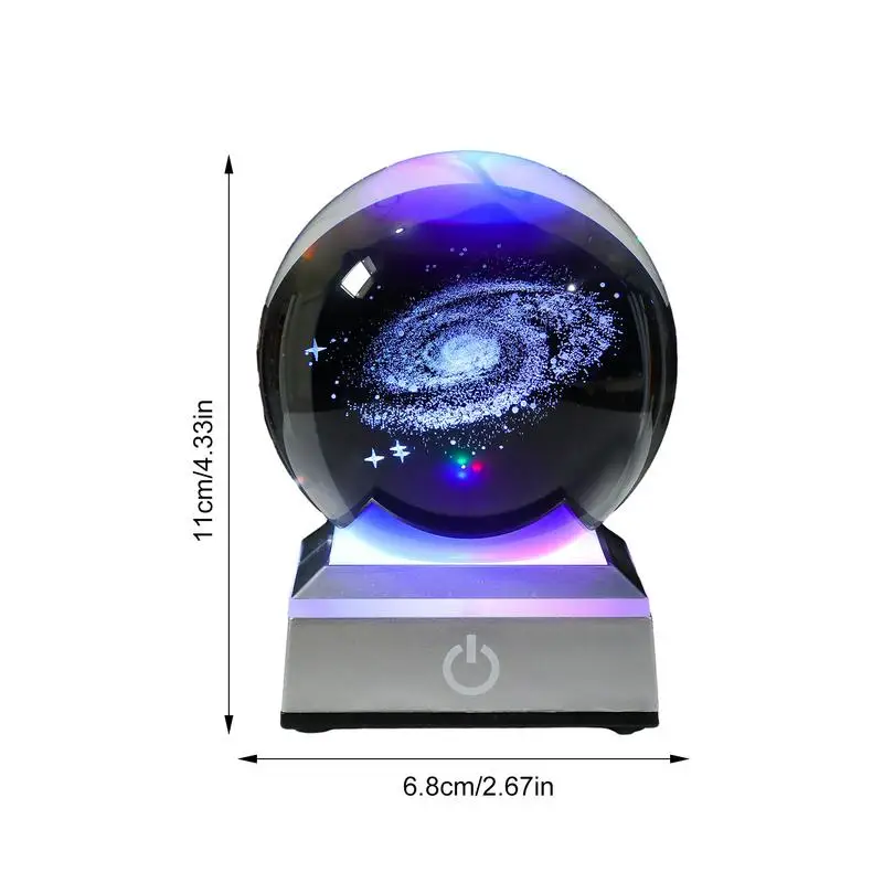 3D Crystal Ball Night Light Colorful Light Lamp Crystal Planet Solar System Galaxy Birthday Gift For Teens Boys Glass Sphere