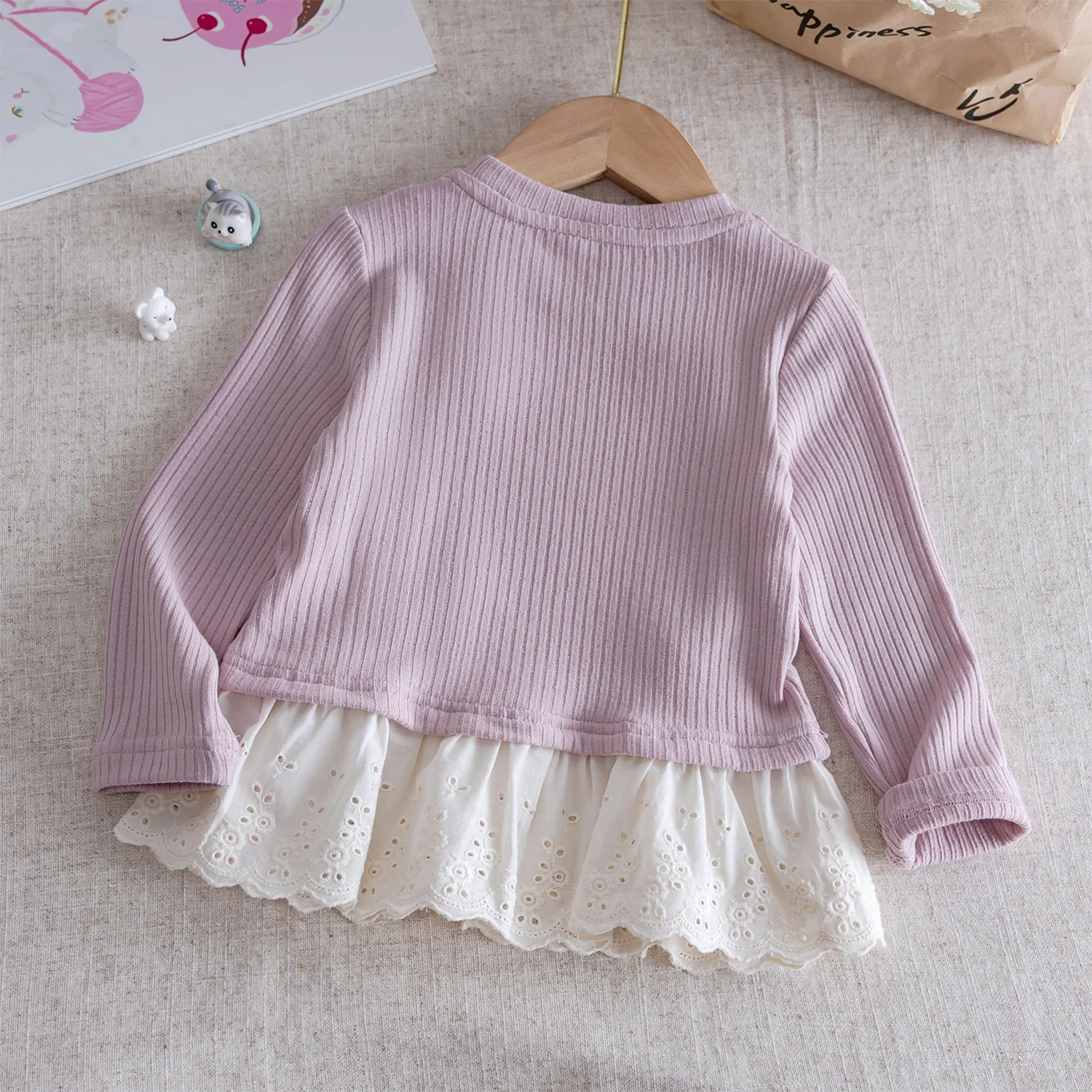 الفتيات طويلة الأكمام تي شيرت الخريف جديد للأطفال ثلاثية الأبعاد القلب العلوي الكورية الاطفال سليم أسفل قميص القوس الدانتيل الربط البلوز