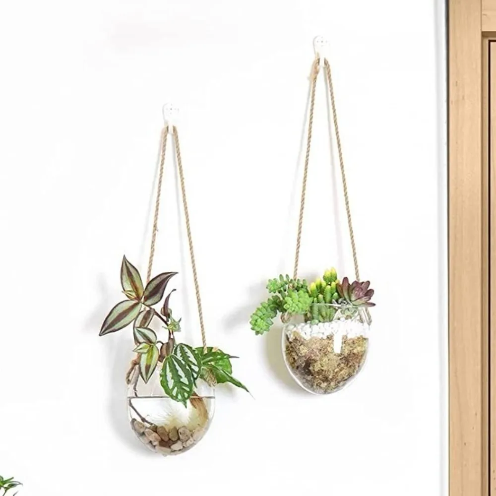 

Plant Container Transparent Hydroponic Hanging Vase Glass Exquisite Flower Pot Handmade Wall Mounted Vase Balcony